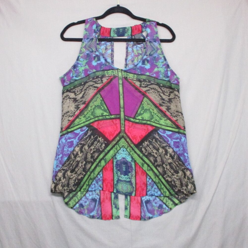 Bisou Bisou Sheer BHOH‎ Geo Print Tank Top Women Size | S